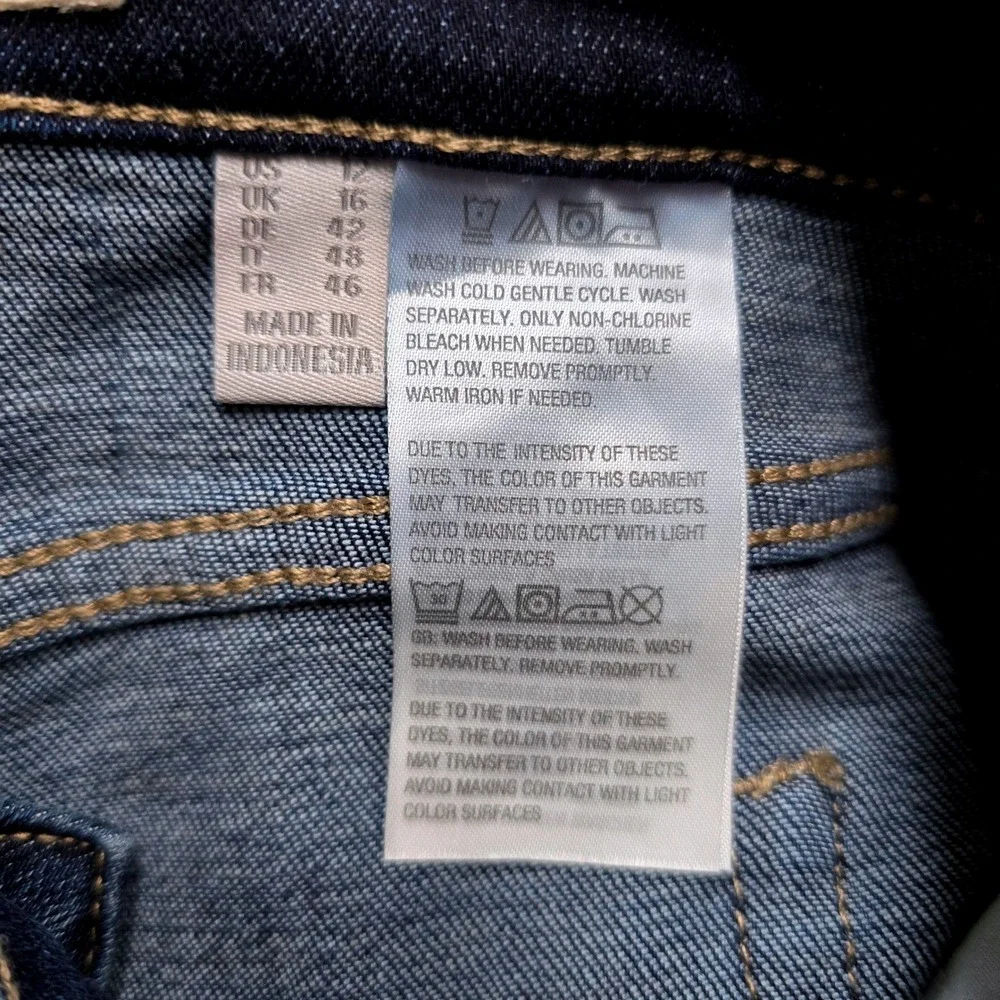 LOGO Lori Goldstein Bootcut Jeans Side Stripe Raw Hem Dark Wash Blue 12 New
